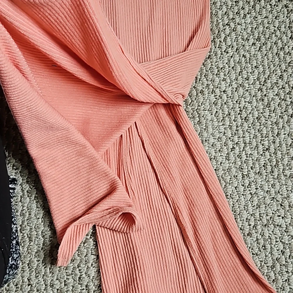 Oneill aquaria ribbed v neck midi dress medium slit - Picture 7 of 8